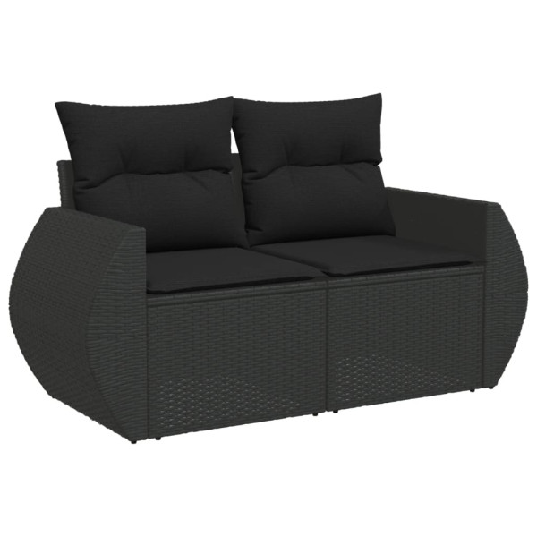 Set de muebles de jardín 5 pzas y cojines ratán sintético negro M 4