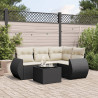 5 pcs conjunto sofás de jardim com almofadões vime PE preto 1