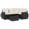 Set de muebles de jardín 5 pzas y cojines ratán sintético negro 2
