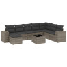 Set de muebles de jardín 9 pzas y cojines ratán sintético gris 2