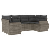 Set de muebles de jardín 6 pzas y cojines ratán sintético gris 2