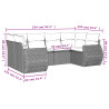 6 pcs conjunto sofás de jardim com almofadões vime cinzento 3