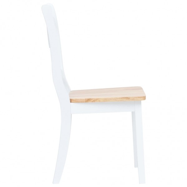 Sillas de comedor 6 uds madera maciza de caucho blanco y madera M 3