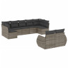Set de muebles de jardín 9 pzas y cojines ratán sintético gris 2