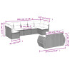 9 pcs conjunto sofás p/ jardim com almofadões vime PE cinzento 3