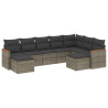 9 pcs conjunto sofás p/ jardim com almofadões vime PE cinzento 2