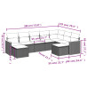 Set de muebles de jardín 9 pzas y cojines ratán sintético gris 3