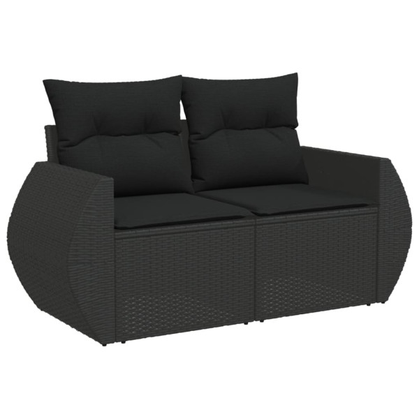 5 pcs conjunto sofás de jardim com almofadões vime PE preto M 3
