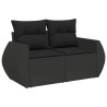 5 pcs conjunto sofás de jardim com almofadões vime PE preto 3