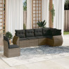 6 pcs conjunto sofás de jardim com almofadões vime cinzento 1