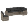 6 pcs conjunto sofás de jardim com almofadões vime cinzento 2