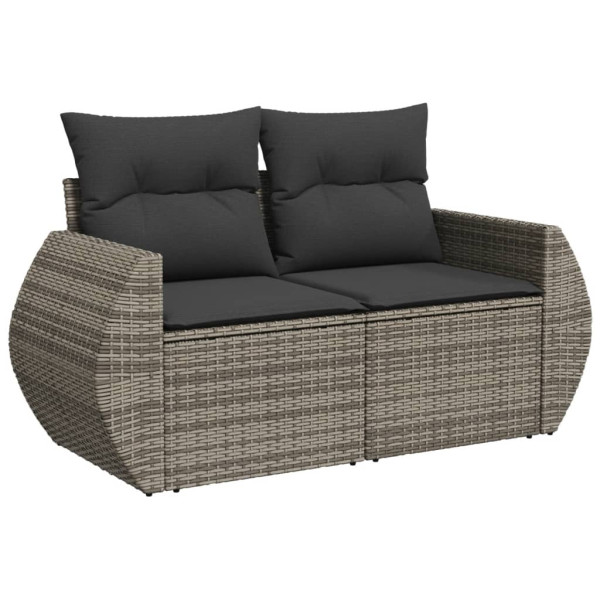 Set de muebles de jardín 6 pzas y cojines ratán sintético gris M 3