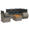 6 pcs conjunto sofás de jardim com almofadões vime cinzento 2