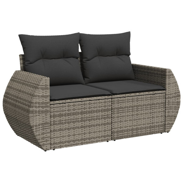 Set de muebles de jardín 6 pzas y cojines ratán sintético gris M 3