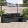 5 pcs conjunto sofás de jardim com almofadões vime PE preto 1