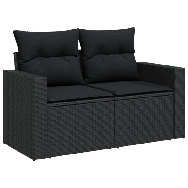 Set de muebles de jardín 5 pzas y cojines ratán sintético negro M 4