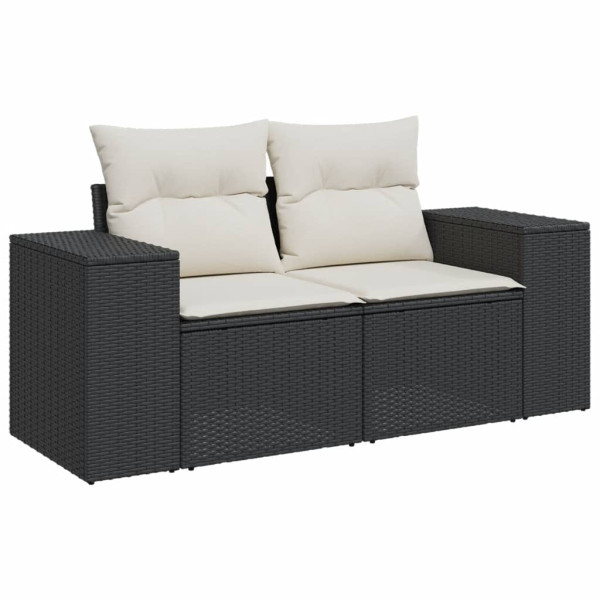5 pcs conjunto sofás de jardim com almofadões vime PE preto M 4