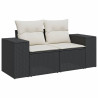 5 pcs conjunto sofás de jardim com almofadões vime PE preto 4