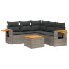 6 pcs conjunto sofás de jardim com almofadões vime cinzento 2