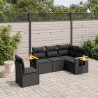 5 pcs conjunto sofás de jardim com almofadões vime PE preto 1