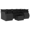 7 pcs conjunto de sofás p/ jardim c/ almofadões vime PE preto 2