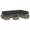 Set de muebles de jardín 9 pzas y cojines ratán sintético gris 2