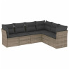 6 pcs conjunto sofás de jardim com almofadões vime cinzento 2