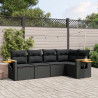 Set de muebles de jardín 5 pzas y cojines ratán sintético negro 1