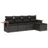 Set de muebles de jardín 5 pzas y cojines ratán sintético negro 2
