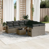 Set de muebles de jardín 9 pzas y cojines ratán sintético gris 1