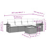 6 pcs conjunto sofás de jardim com almofadões vime cinzento 3