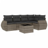 Set de muebles de jardín 6 pzas y cojines ratán sintético gris 2