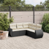 Set de muebles de jardín 5 pzas y cojines ratán sintético negro 1