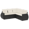 Set de muebles de jardín 5 pzas y cojines ratán sintético negro 2