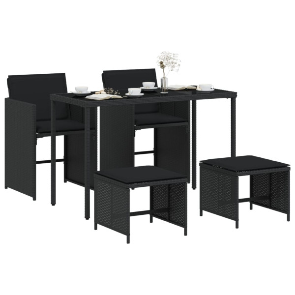 Set de muebles jardín 5 pzas con cojines ratán sintético negro M 3