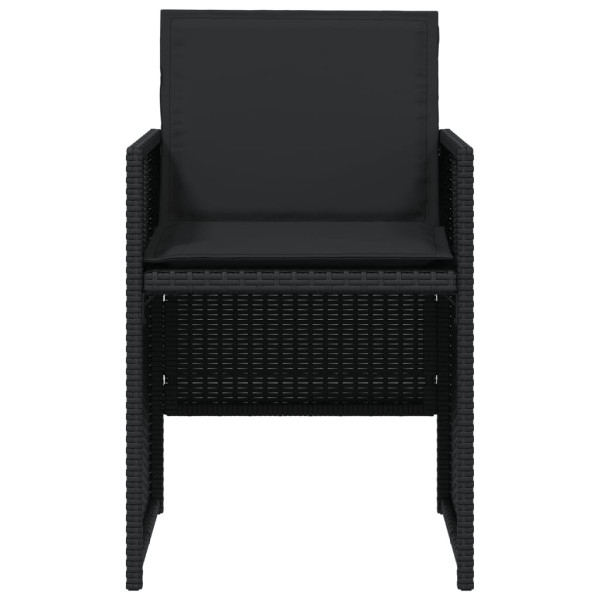 5 pcs conjunto de jantar p/ jardim c/ almofadões vime PE preto M 5