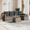 6 pcs conjunto sofás de jardim com almofadões vime cinzento 1