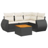 Set de muebles de jardín 5 pzas y cojines ratán sintético negro 2