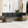 Set de muebles de jardín 6 pzas y cojines ratán sintético gris 1