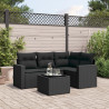 5 pcs conjunto sofás de jardim com almofadões vime PE preto 1
