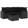 Set de muebles de jardín 5 pzas y cojines ratán sintético negro 2