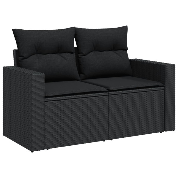 5 pcs conjunto sofás de jardim com almofadões vime PE preto M 3