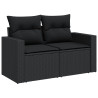 5 pcs conjunto sofás de jardim com almofadões vime PE preto 3