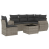 Set de muebles de jardín 6 pzas y cojines ratán sintético gris 2