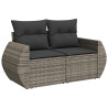 Set de muebles de jardín 6 pzas y cojines ratán sintético gris 3