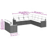 9 pcs conjunto sofás p/ jardim com almofadões vime PE cinzento 3