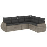6 pcs conjunto sofás de jardim com almofadões vime cinzento 2