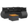 Set de muebles de jardín 5 pzas y cojines ratán sintético negro 2