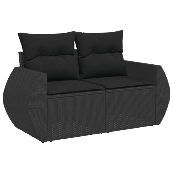 Set de muebles de jardín 5 pzas y cojines ratán sintético negro M 3