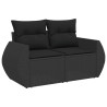 5 pcs conjunto sofás de jardim com almofadões vime PE preto 3